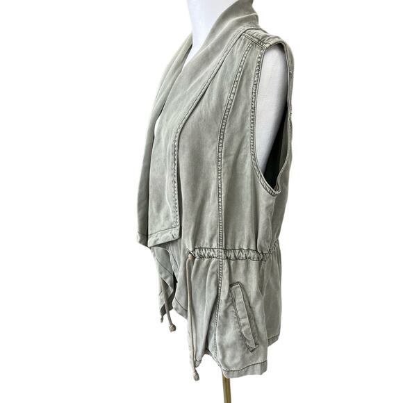 MAX Jeans Safari Utility Vest Womens Green Drawstring Sleeveless Size M - Picture 5 of 8